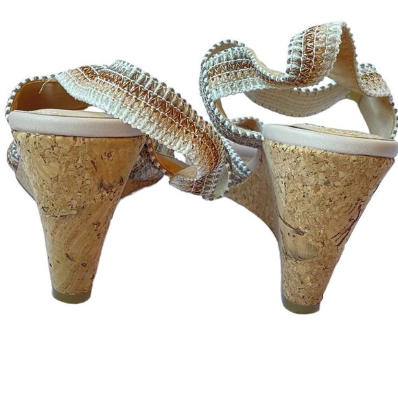 Coach and Four Ombre Multi Vandela Strappy Stretch Sandal with Cork Wedge  10 - Picture 5 of 12